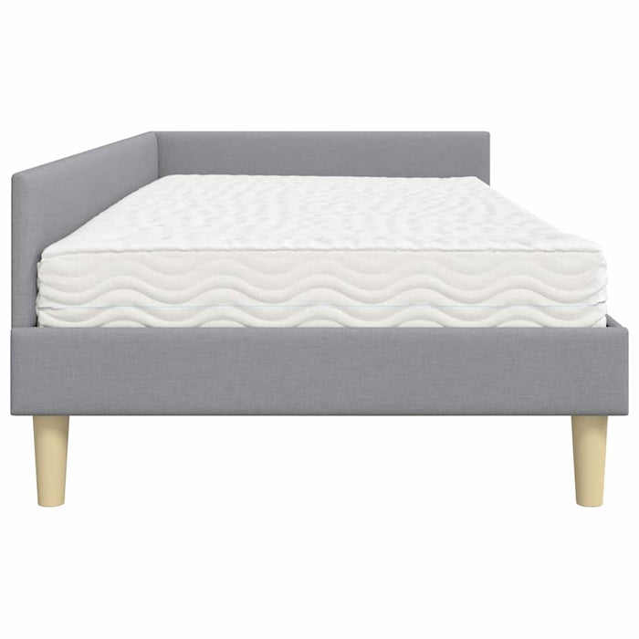 Cadru de pat colțar cu saltea 2 pcs Gri deschis țesătură - WALTI WALTI