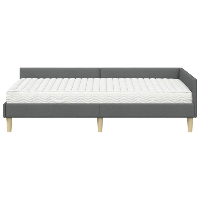 Cadru de pat colțar cu saltea cu saltea 2 pcs Gri țesătură - WALTI WALTI