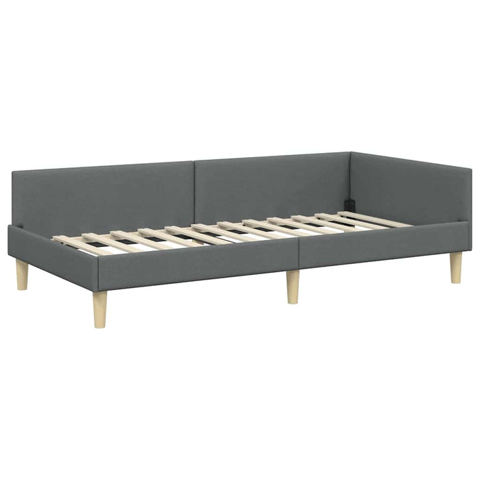 Cadru de pat colțar cu saltea cu saltea 2 pcs Gri țesătură - WALTI WALTI