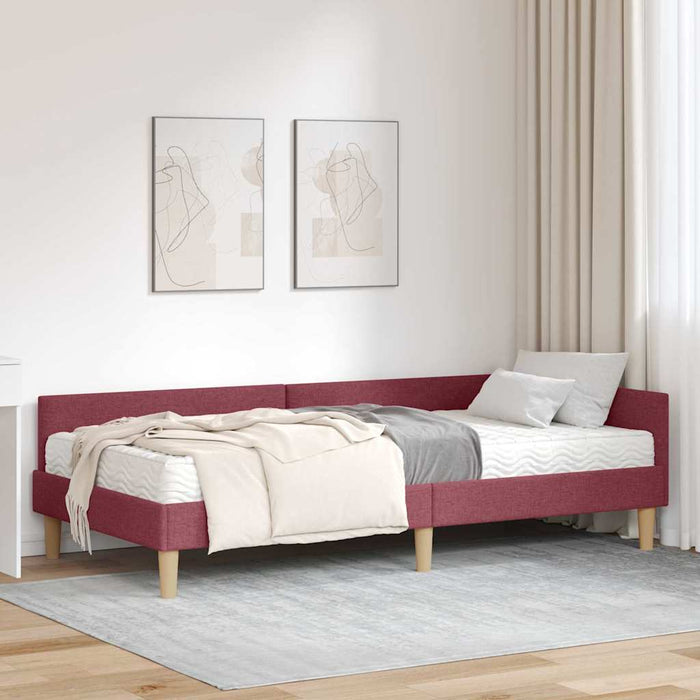 Cadru de pat colțar cu saltea cu saltea 2 pcs Gri țesătură - WALTI WALTI