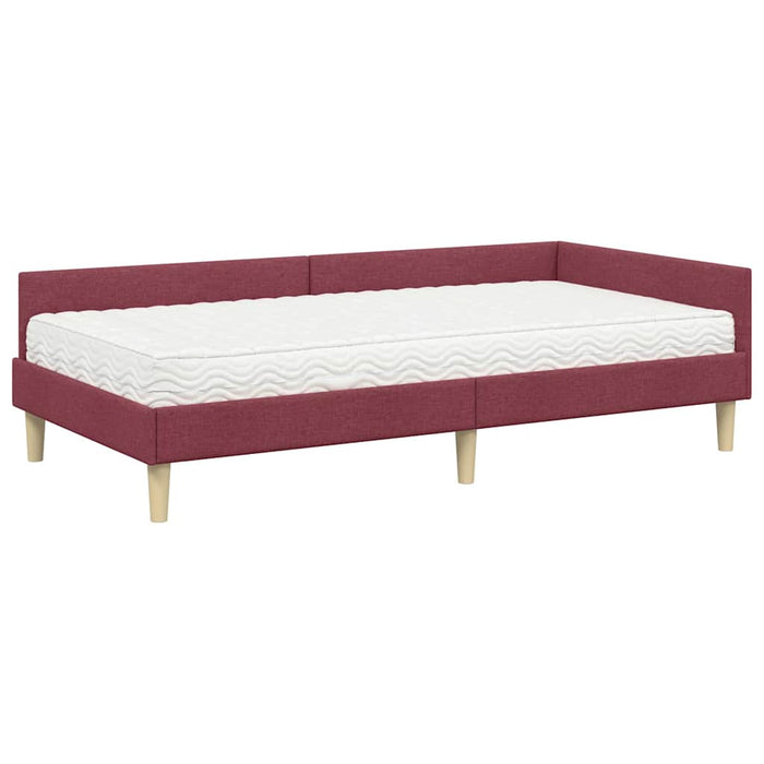 Cadru de pat colțar cu saltea cu saltea 2 pcs Gri țesătură - WALTI WALTI