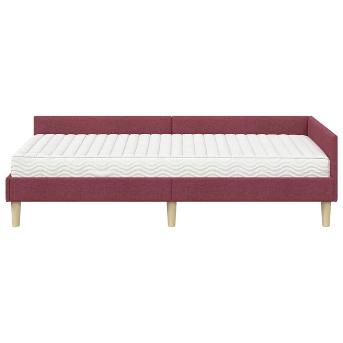 Cadru de pat colțar cu saltea cu saltea 2 pcs Gri țesătură - WALTI WALTI