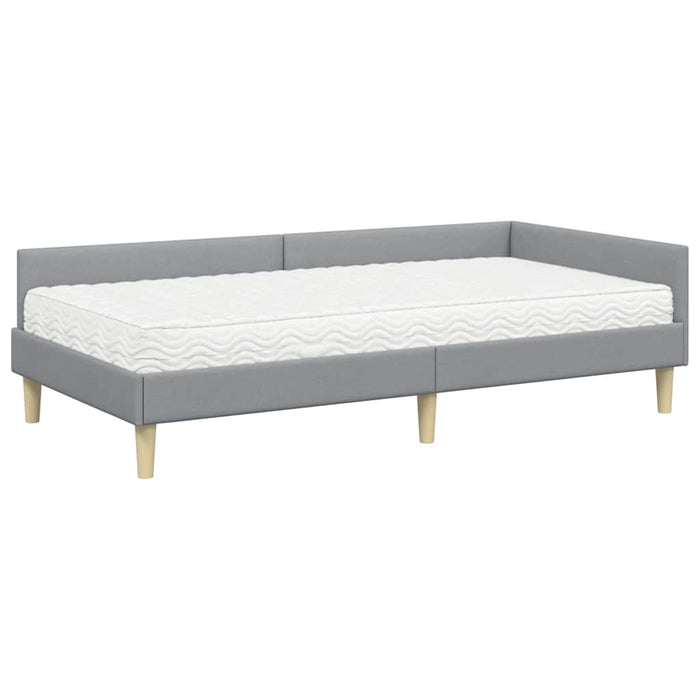 Cadru de pat colțar cu saltea 2 pcs Gri deschis țesătură - WALTI WALTI