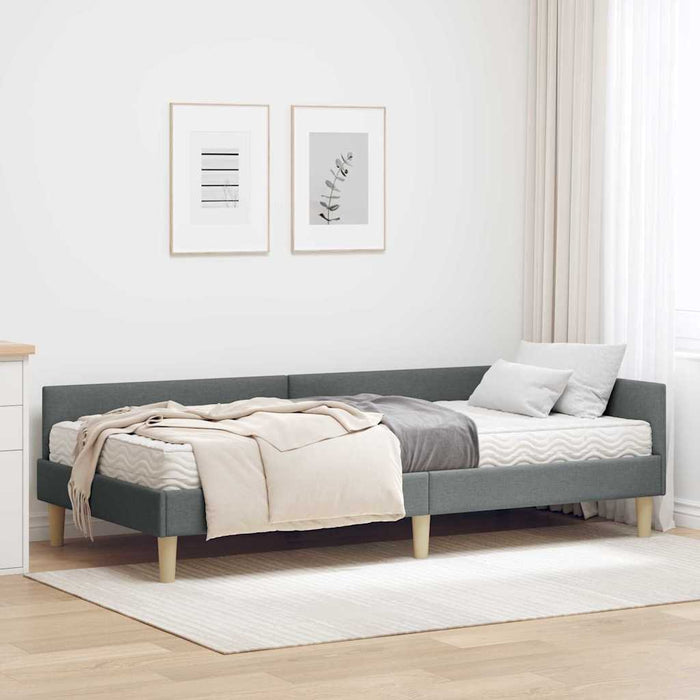 Cadru de pat colțar cu saltea cu saltea 2 pcs Gri țesătură - WALTI WALTI