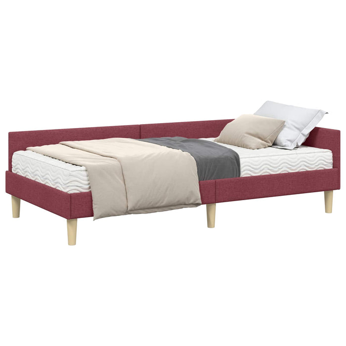 Cadru de pat colțar cu saltea cu saltea 2 pcs Gri țesătură - WALTI WALTI