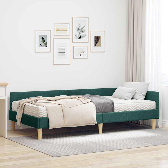 Cadru de pat colțar cu saltea cu saltea 2 pcs Verde țesătură - WALTI WALTI