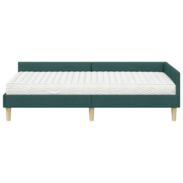 Cadru de pat colțar cu saltea cu saltea 2 pcs Verde țesătură - WALTI WALTI