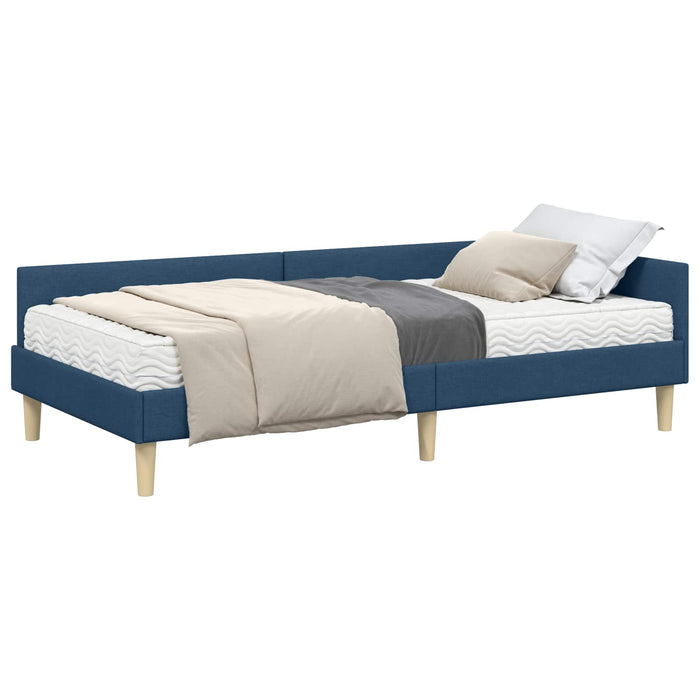 Cadru de pat colțar cu saltea cu saltea 2 pcs albastru țesătură - WALTI WALTI