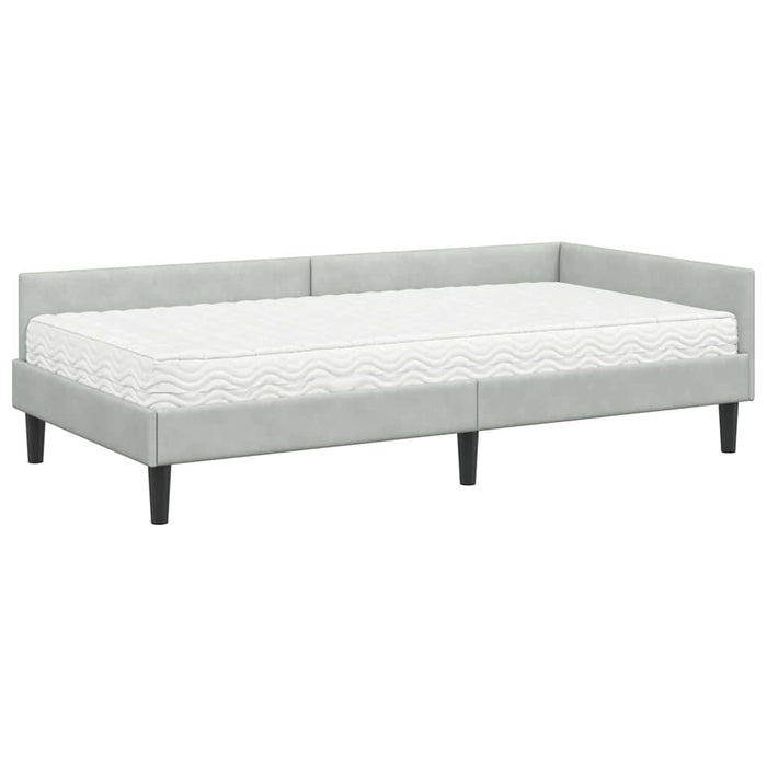 Cadru de pat colțar cu saltea Altele 2 pcs Gri deschis Catifea - WALTI WALTI