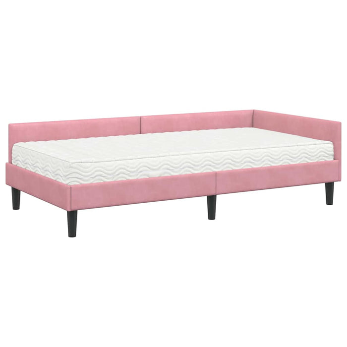 Cadru de pat colțar cu saltea Altele Manual 2 pcs Gri Catifea WALTI