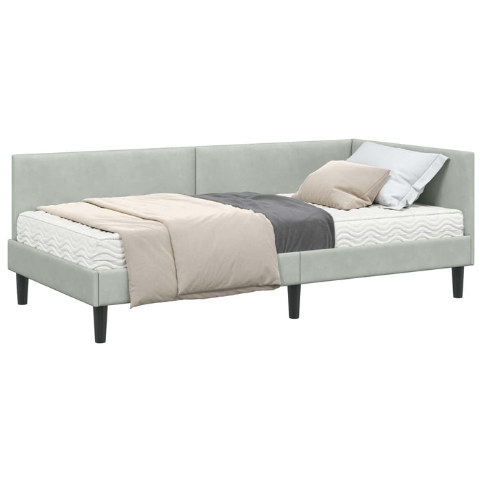 Cadru de pat colțar cu saltea Altele 2 pcs Gri deschis Catifea - WALTI WALTI