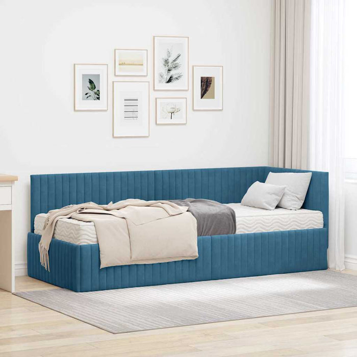 Cadru de pat colțar cu saltea 2 pcs albastru Catifea - WALTI WALTI