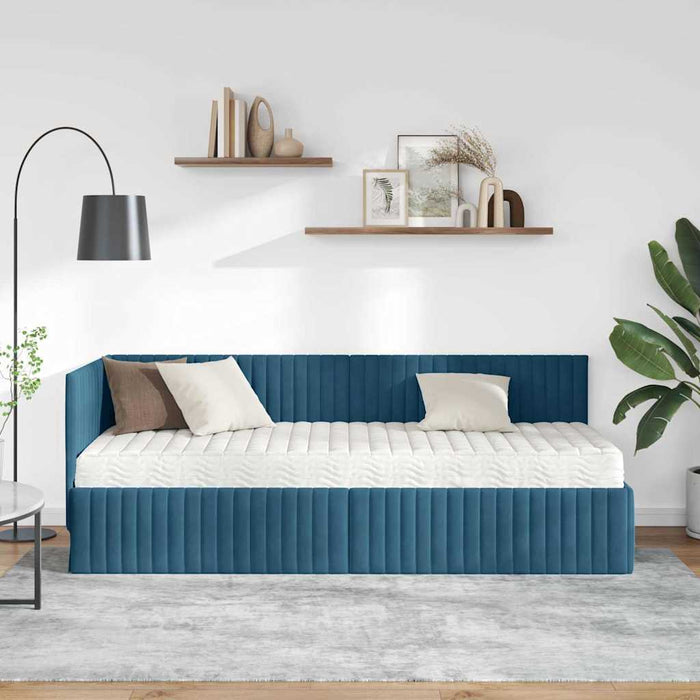 Cadru de pat colțar cu saltea 2 pcs albastru Catifea - WALTI WALTI
