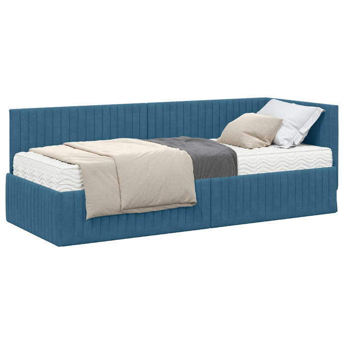 Cadru de pat colțar cu saltea 2 pcs albastru Catifea - WALTI WALTI