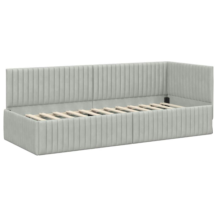 Cadru de pat colțar cu saltea 2 pcs Gri deschis Catifea - WALTI WALTI