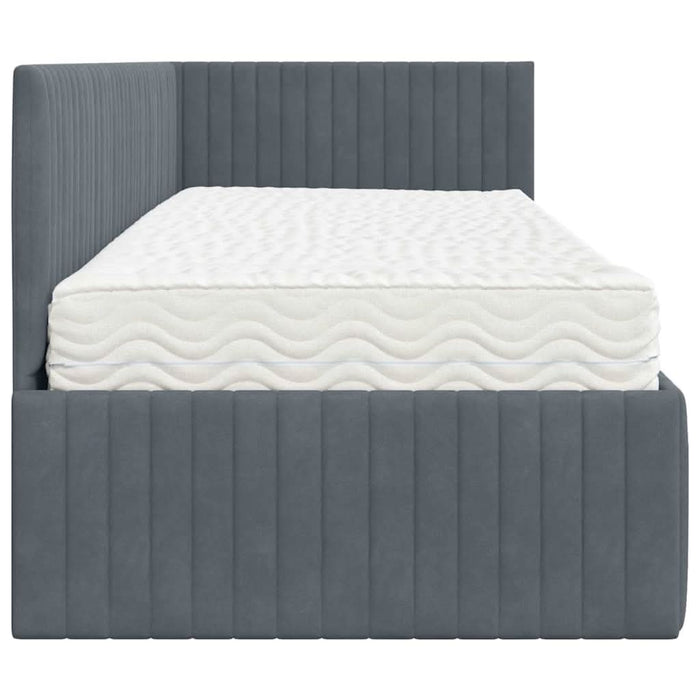 Cadru de pat colțar cu saltea cu headboard 2 pcs Gri Catifea - WALTI WALTI