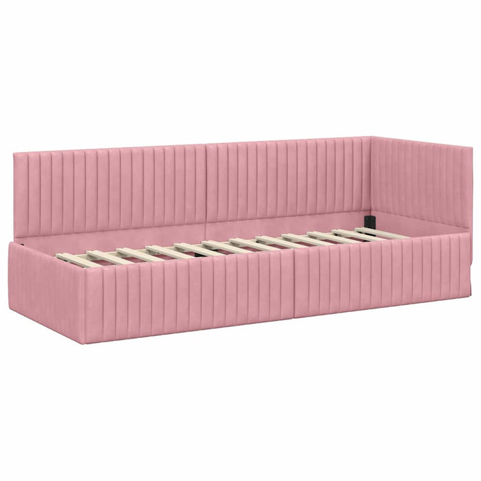 Cadru de pat colțar cu saltea cu headboard 2 pcs Gri Catifea - WALTI WALTI