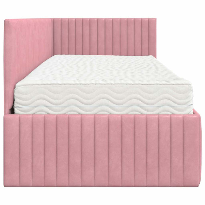 Cadru de pat colțar cu saltea cu headboard 2 pcs Gri Catifea - WALTI WALTI