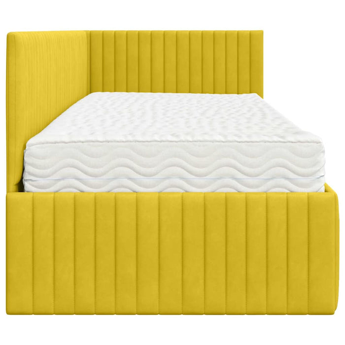 Cadru de pat colțar cu saltea cu headboard 2 pcs Galben Catifea - WALTI WALTI