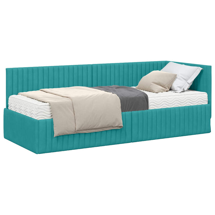 Cadru de pat colțar cu saltea 2 pcs Turcoaz Catifea - WALTI WALTI