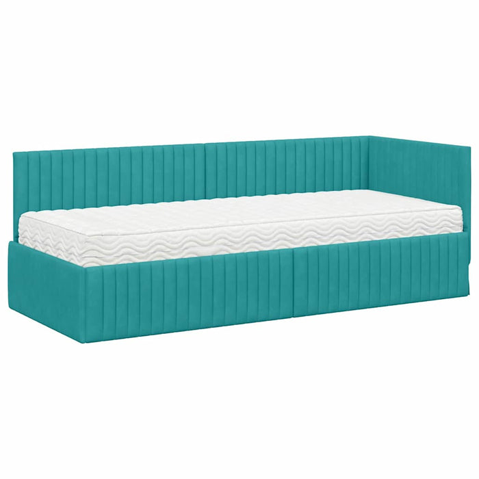 Cadru de pat colțar cu saltea 2 pcs Turcoaz Catifea - WALTI WALTI