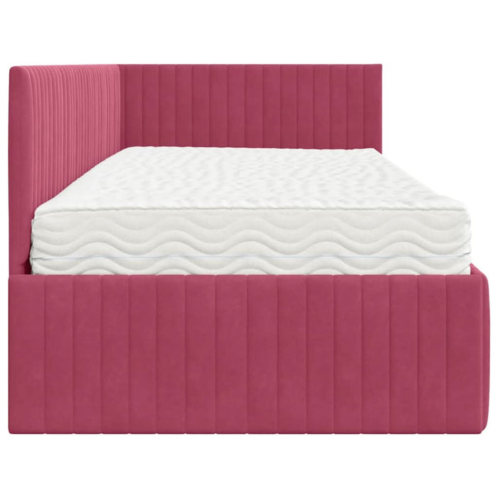 Cadru de pat colțar cu saltea cu headboard 2 pcs Verde Catifea - WALTI WALTI