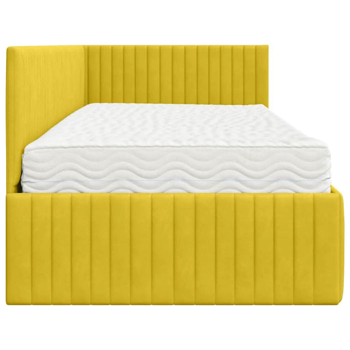 Cadru de pat colțar cu saltea cu headboard 2 pcs Galben Catifea - WALTI WALTI