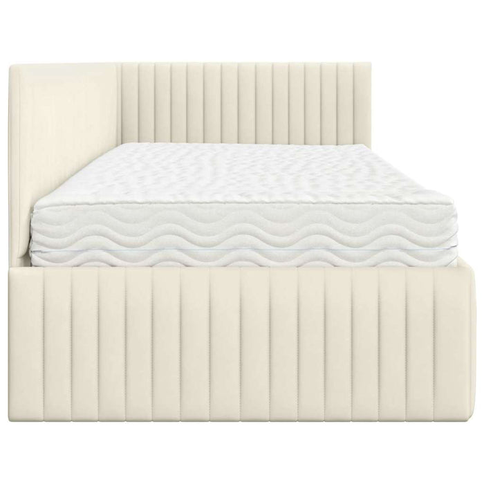 Cadru de pat colțar cu saltea 2 pcs Crem Catifea WALTI