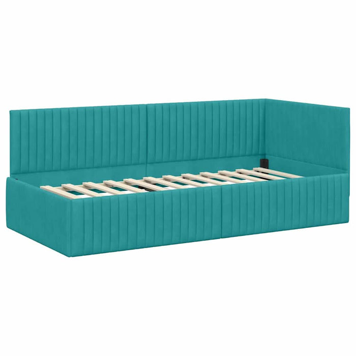 Cadru de pat colțar cu saltea 2 pcs Turcoaz Catifea - WALTI WALTI