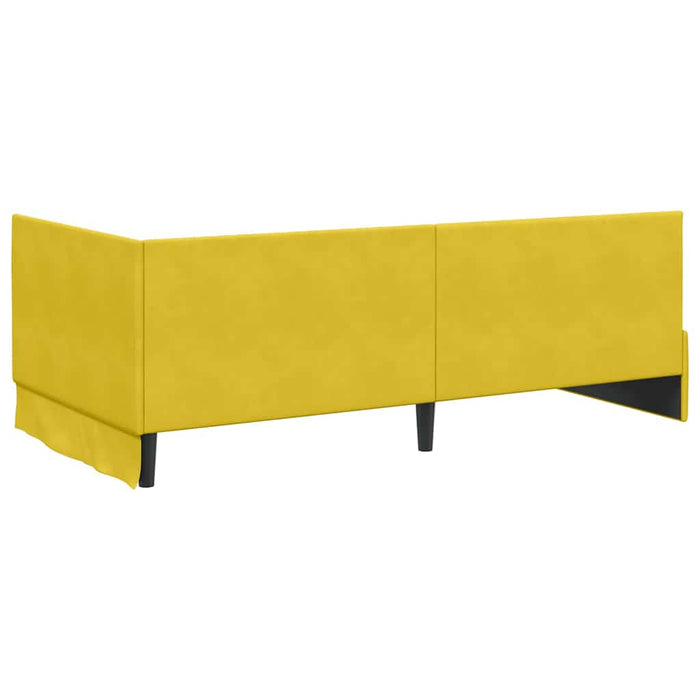 Cadru de pat colțar cu saltea cu headboard 2 pcs Galben Catifea - WALTI WALTI