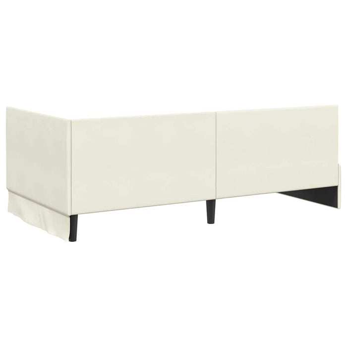 Cadru de pat colțar cu saltea cu headboard 2 pcs Crem Catifea WALTI