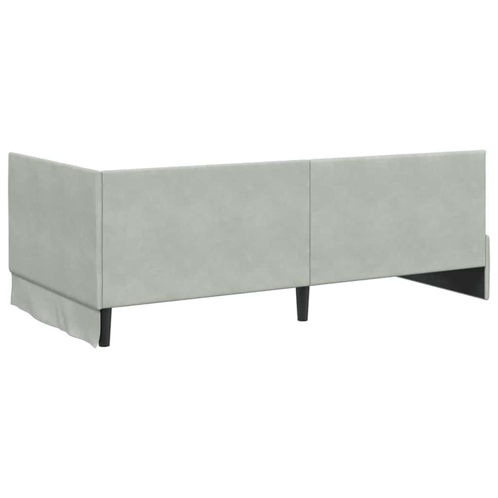 Cadru de pat colțar cu saltea 2 pcs Gri deschis Catifea WALTI