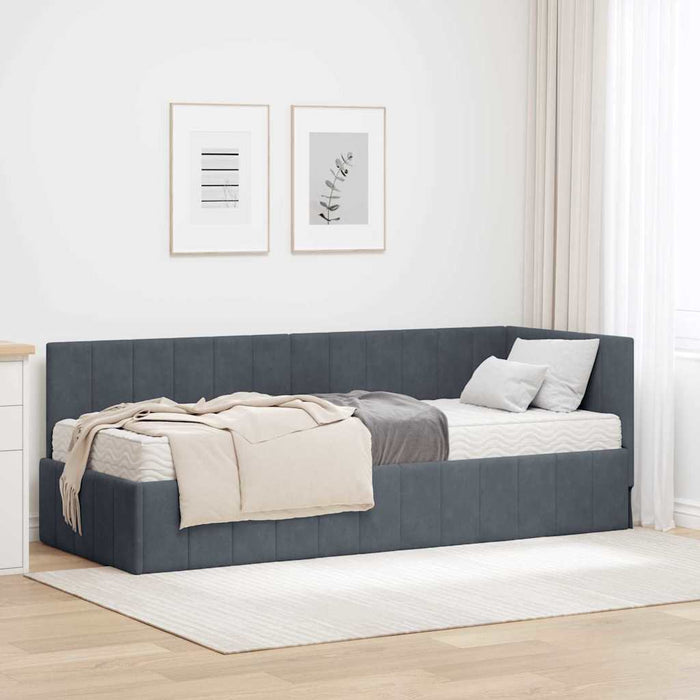 Cadru de pat colțar cu saltea Gri închis 80 x 200 cm Catifea - WALTI WALTI