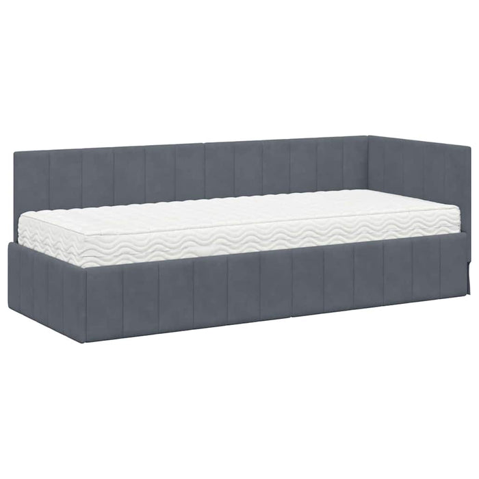 Cadru de pat colțar cu saltea Gri închis 80 x 200 cm Catifea - WALTI WALTI