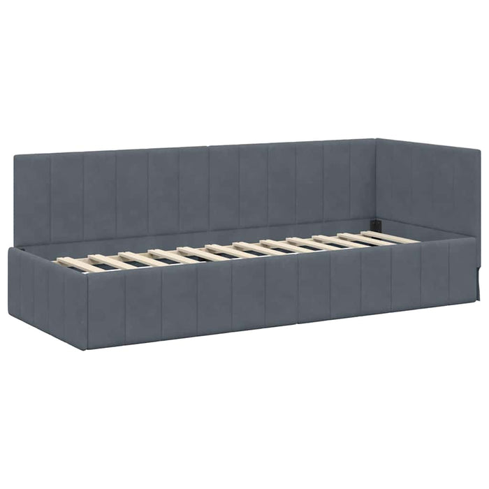 Cadru de pat colțar cu saltea Gri închis 80 x 200 cm Catifea - WALTI WALTI