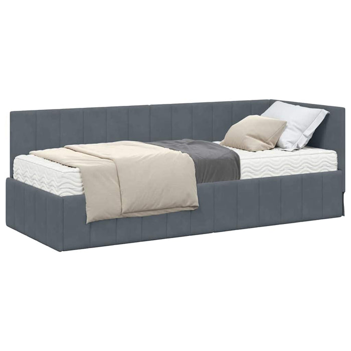 Cadru de pat colțar cu saltea Gri închis 80 x 200 cm Catifea - WALTI WALTI