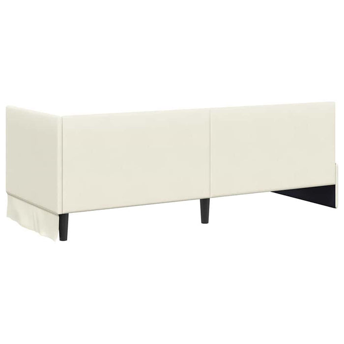 Cadru de pat colțar cu saltea cu headboard 2 buc. Crem Catifea WALTI