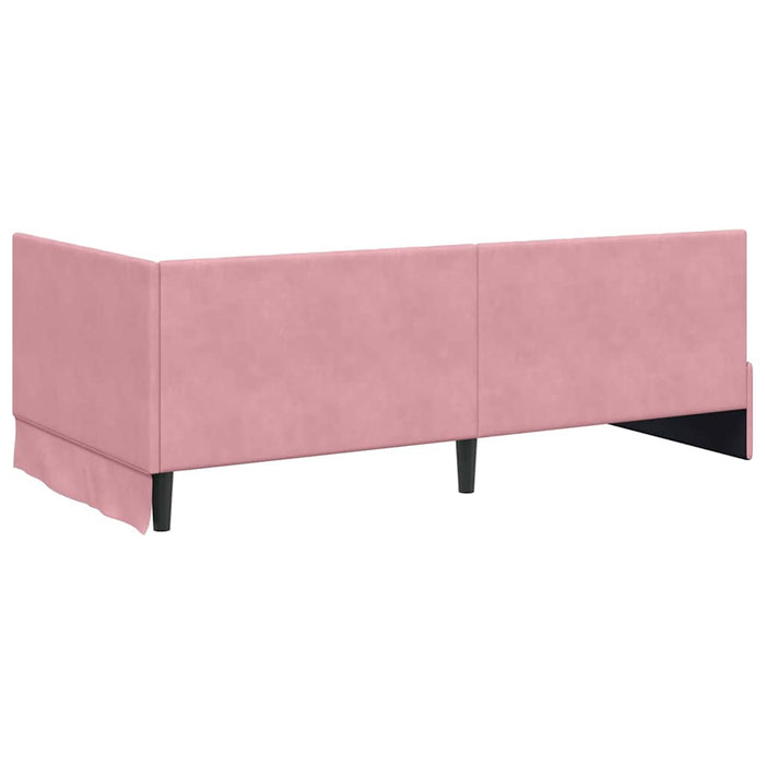 Cadru de pat colțar cu saltea cu headboard 2 pcs Gri Catifea WALTI