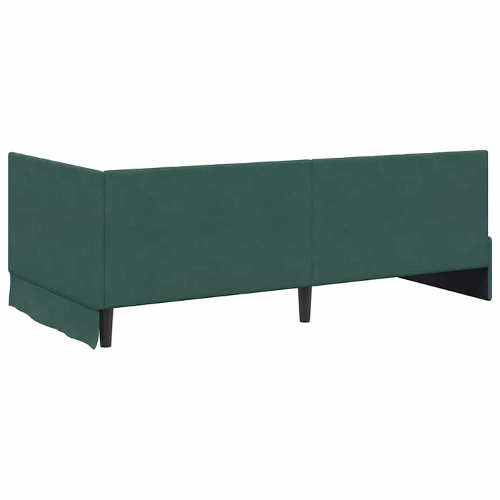 Cadru de pat colțar cu saltea cu headboard 2 pcs Verde Catifea - WALTI WALTI