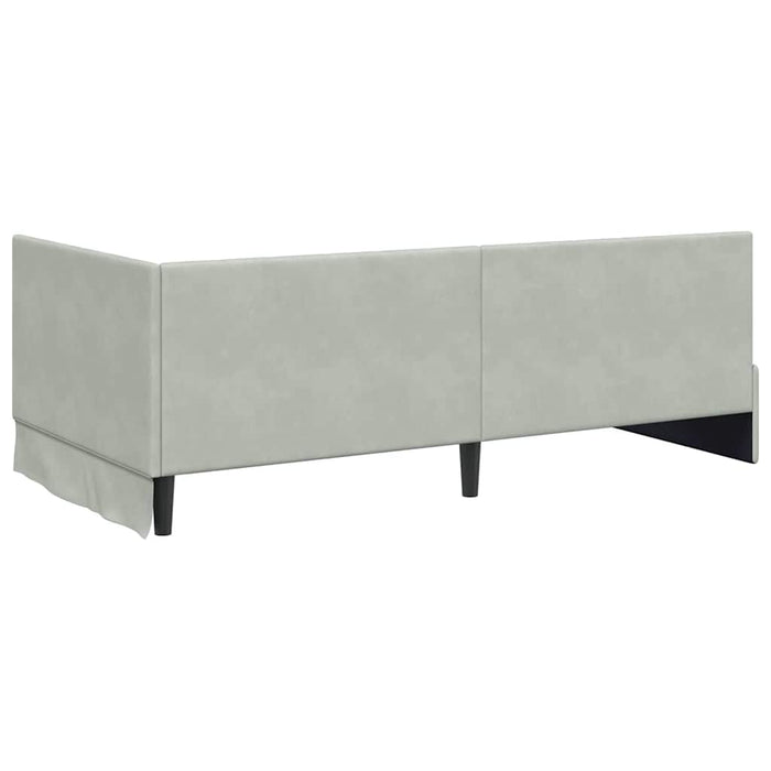 Cadru de pat colțar cu saltea 2 pcs Gri deschis Catifea WALTI
