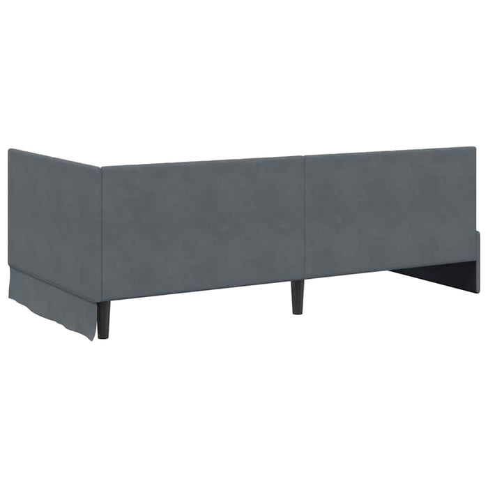 Cadru de pat colțar cu saltea Gri închis 100 x 200 cm Catifea - WALTI WALTI