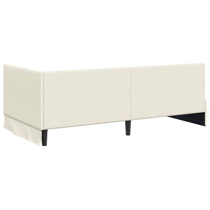 Cadru de pat colțar cu saltea cu headboard 2 buc. Crem Catifea WALTI