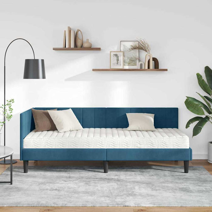Cadru de pat colțar cu saltea 2 pcs albastru Catifea - WALTI WALTI