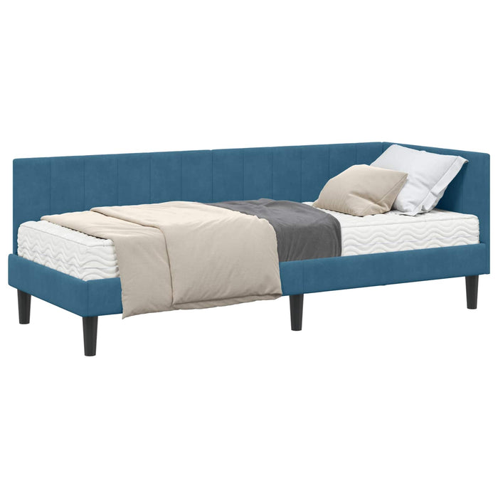 Cadru de pat colțar cu saltea 2 pcs albastru Catifea - WALTI WALTI
