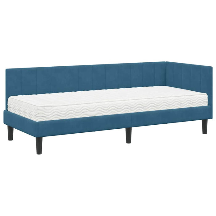 Cadru de pat colțar cu saltea 2 pcs albastru Catifea - WALTI WALTI
