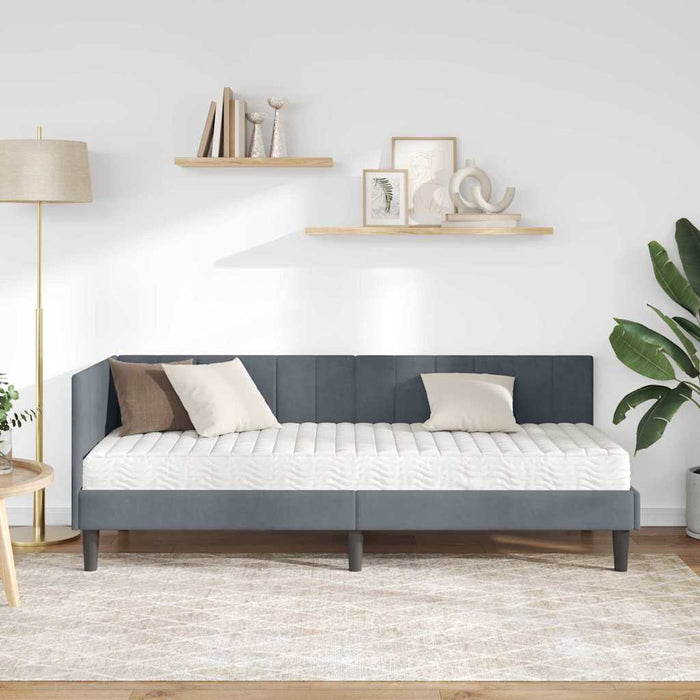 Cadru de pat colțar cu saltea Gri închis 80 x 200 cm Catifea - WALTI WALTI