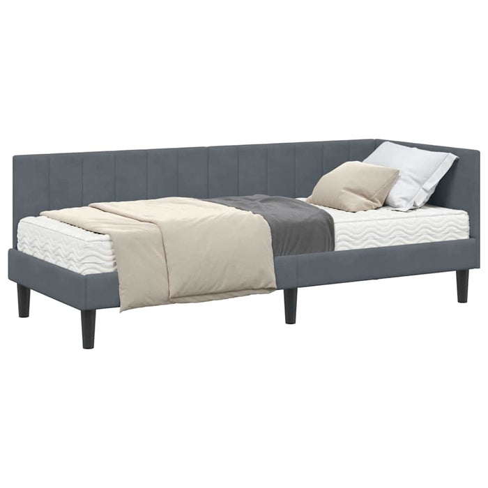 Cadru de pat colțar cu saltea Gri închis 80 x 200 cm Catifea - WALTI WALTI