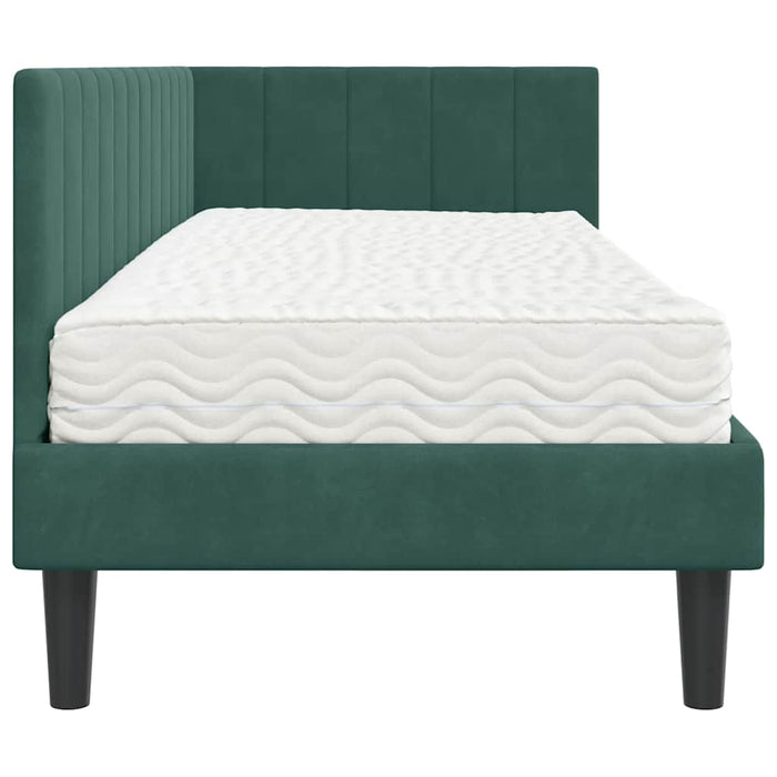 Cadru de pat colțar cu saltea cu headboard 2 pcs Verde Catifea - WALTI WALTI