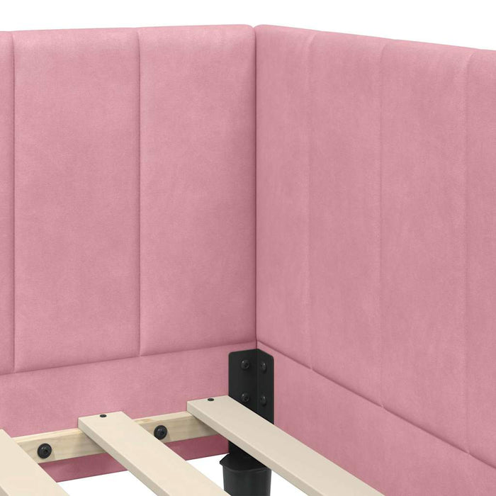 Cadru de pat colțar cu saltea cu headboard 2 pcs Gri Catifea - WALTI WALTI