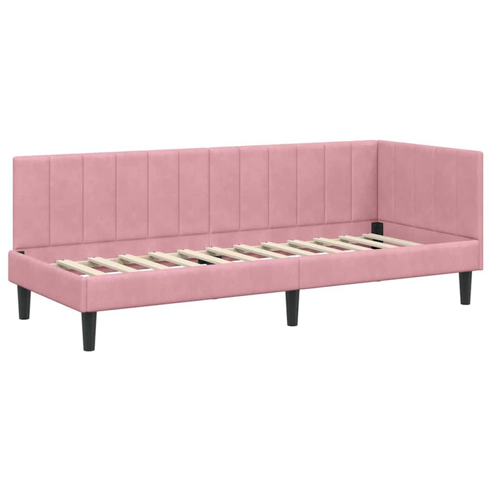 Cadru de pat colțar cu saltea cu headboard 2 pcs Gri Catifea - WALTI WALTI
